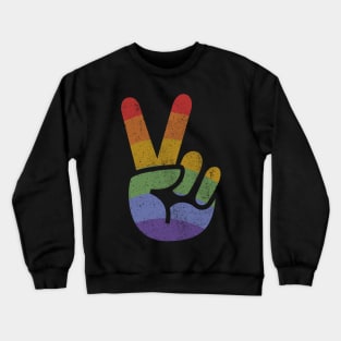 Peace Love Hand Vintage LGBT Flag Crewneck Sweatshirt